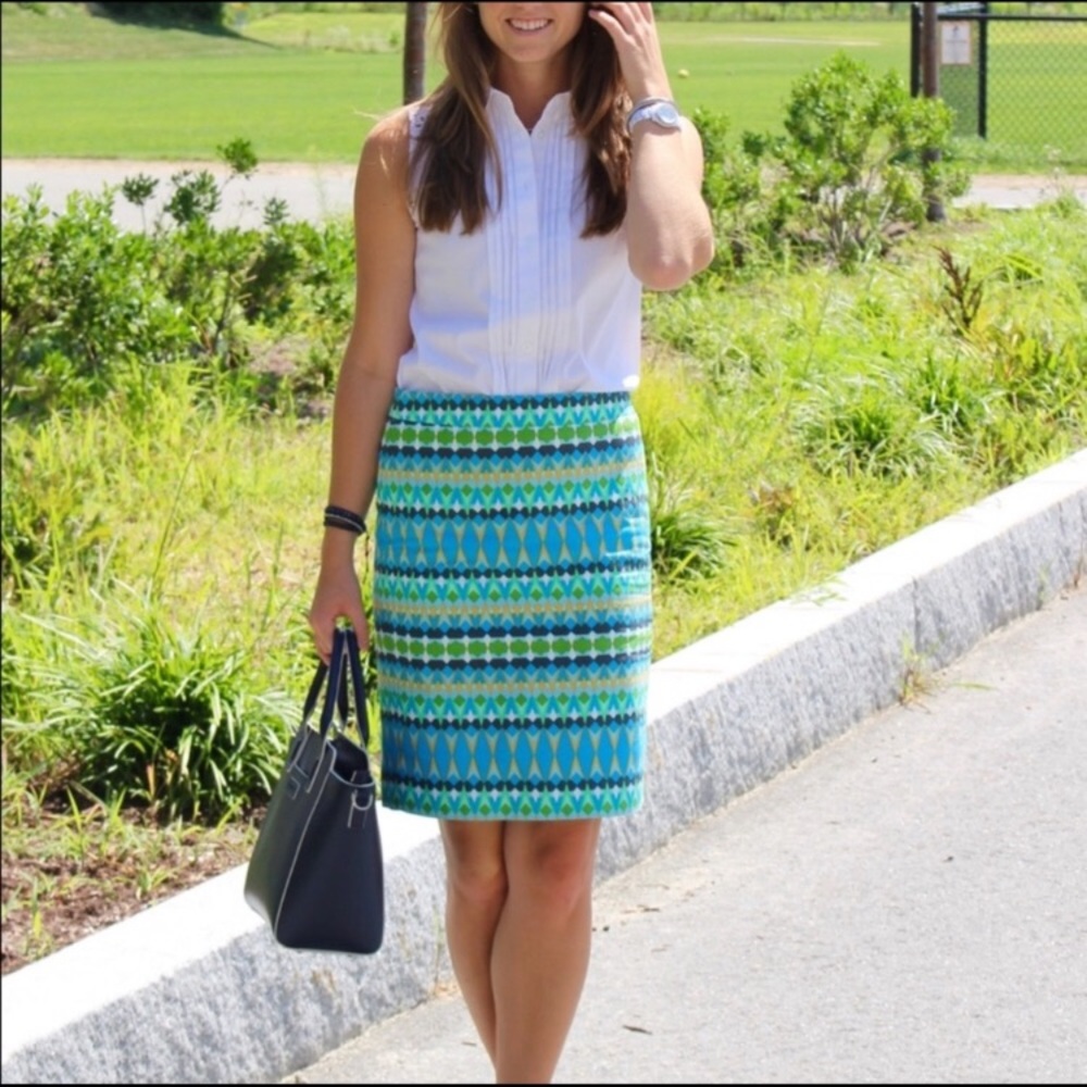 J. Crew Printed Basketweave Pencil Skirt